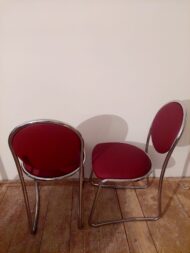 Stahlrohrsessel Freischwinger neu gepolstert – Bild 2