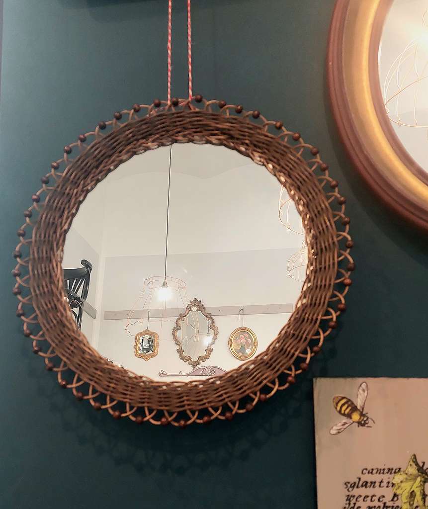 Runder Rattanspiegel-1 Korbgeflecht-Spiegel – Bild 1