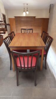 Vintage ausziehbarer Esstisch + Stühle – Bild 5